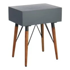 1-Drawer Wood & Metal Table -Accent Furniture Shop 1 drawer wood metal table 2