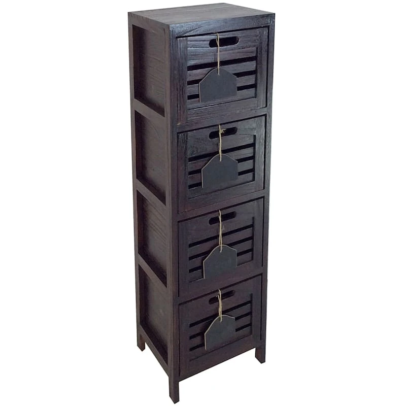 4-Drawer Grey Wooden Cabinet, Medium 4 4-Drawer Grey Wooden Cabinet, Medium - Image 2