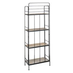 4-Tier Black Metal Baker Rack With Folding Wood Top Shelves -Accent Furniture Shop 4 tier black metal baker rack with folding wood top shelves 2