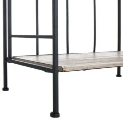 4-Tier Black Metal Baker Rack With Folding Wood Top Shelves -Accent Furniture Shop 4 tier black metal baker rack with folding wood top shelves 4