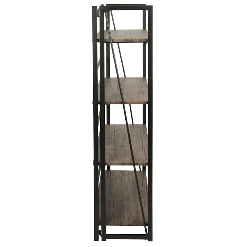 4-Tier Dakota Black & Brown Industrial Modern Bookshelf, 49" 4 4-Tier Dakota Black & Brown Industrial Modern Bookshelf, 49" - Image 2