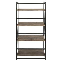 4-Tier Dakota Black & Brown Industrial Modern Bookshelf, 49" 13 4-Tier Dakota Black & Brown Industrial Modern Bookshelf, 49" -Accent Furniture Shop 4 tier dakota black brown industrial modern bookshelf 49 2