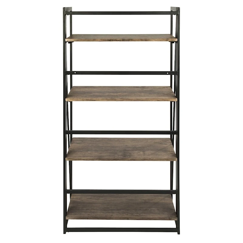 4-Tier Dakota Black & Brown Industrial Modern Bookshelf, 49" 5 4-Tier Dakota Black & Brown Industrial Modern Bookshelf, 49" - Image 3