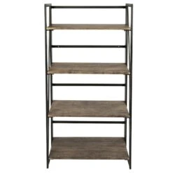 4-Tier Dakota Black & Brown Industrial Modern Bookshelf, 49" 14 4-Tier Dakota Black & Brown Industrial Modern Bookshelf, 49" -Accent Furniture Shop 4 tier dakota black brown industrial modern bookshelf 49 3
