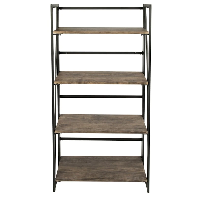 4-Tier Dakota Black & Brown Industrial Modern Bookshelf, 49" 6 4-Tier Dakota Black & Brown Industrial Modern Bookshelf, 49" - Image 4