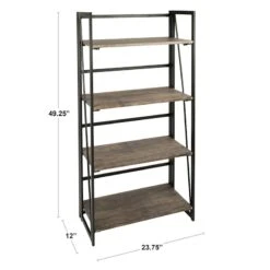 4-Tier Dakota Black & Brown Industrial Modern Bookshelf, 49" 19 4-Tier Dakota Black & Brown Industrial Modern Bookshelf, 49" -Accent Furniture Shop 4 tier dakota black brown industrial modern bookshelf 49 8