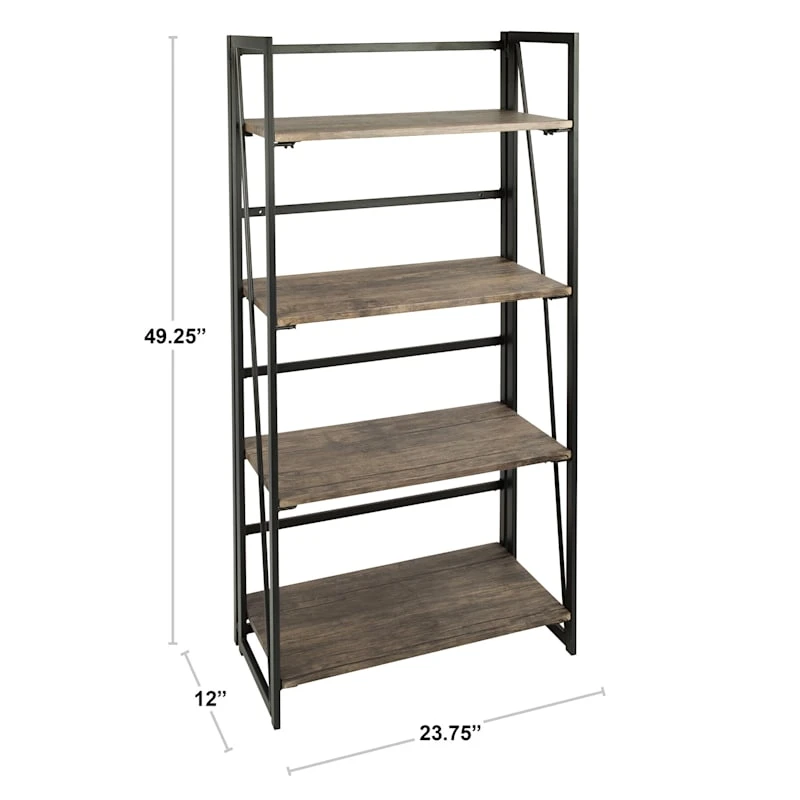 4-Tier Dakota Black & Brown Industrial Modern Bookshelf, 49" 11 4-Tier Dakota Black & Brown Industrial Modern Bookshelf, 49" - Image 9