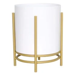 9.5in Metal Planter Stand White