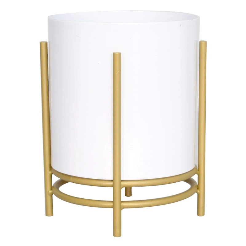 9.5in Metal Planter Stand White 3 9.5in Metal Planter Stand White