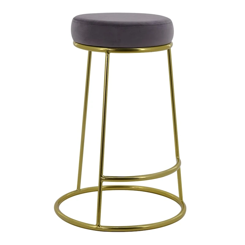 Ann Grey Velvet Counter Stool With Gold Base 3 Ann Grey Velvet Counter Stool With Gold Base