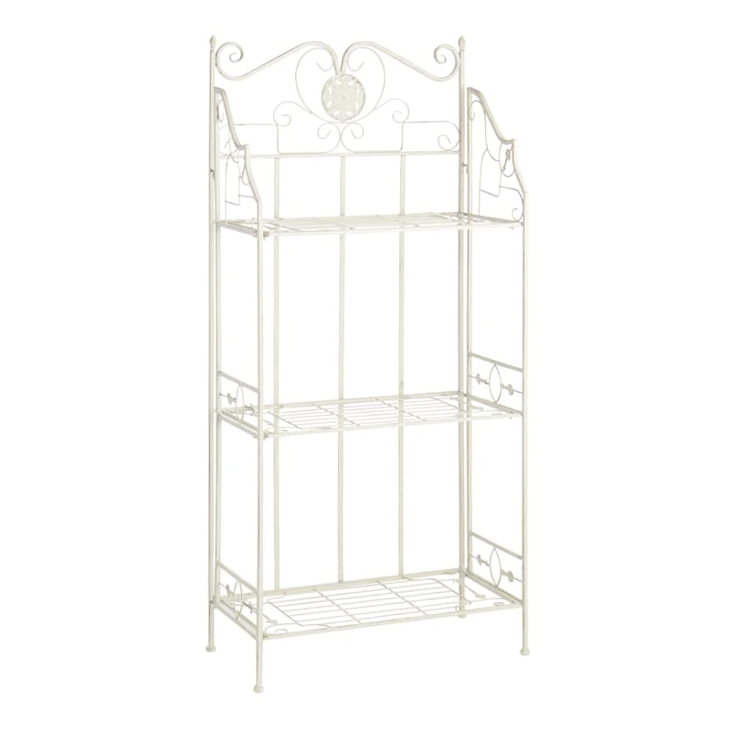 Antique White Metal Baker's Rack With Folding Shelves, 51" 3 Antique White Metal Baker's Rack With Folding Shelves, 51"