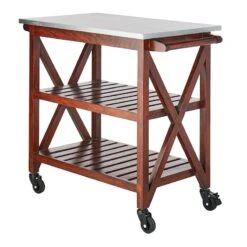 Antwerp Wood Bar Cart With Metal Top And Towel Hooks -Accent Furniture Shop antwerp wood bar cart with metal top and towel hooks 2