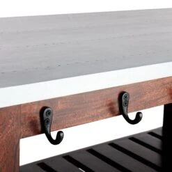 Antwerp Wood Bar Cart With Metal Top And Towel Hooks -Accent Furniture Shop antwerp wood bar cart with metal top and towel hooks 3