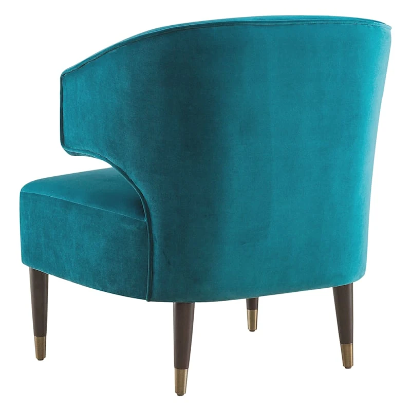 Aura Green Velvet Wrap Around Armchair With Brass Capped Legs 5 Aura Green Velvet Wrap Around Armchair With Brass Capped Legs - Image 3