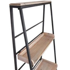Black Metal Folding Rack With Wood Tray Layer -Accent Furniture Shop black metal folding rack with wood tray layer 3