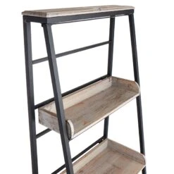 Black Metal Folding Rack With Wood Tray Layer -Accent Furniture Shop black metal folding rack with wood tray layer 4