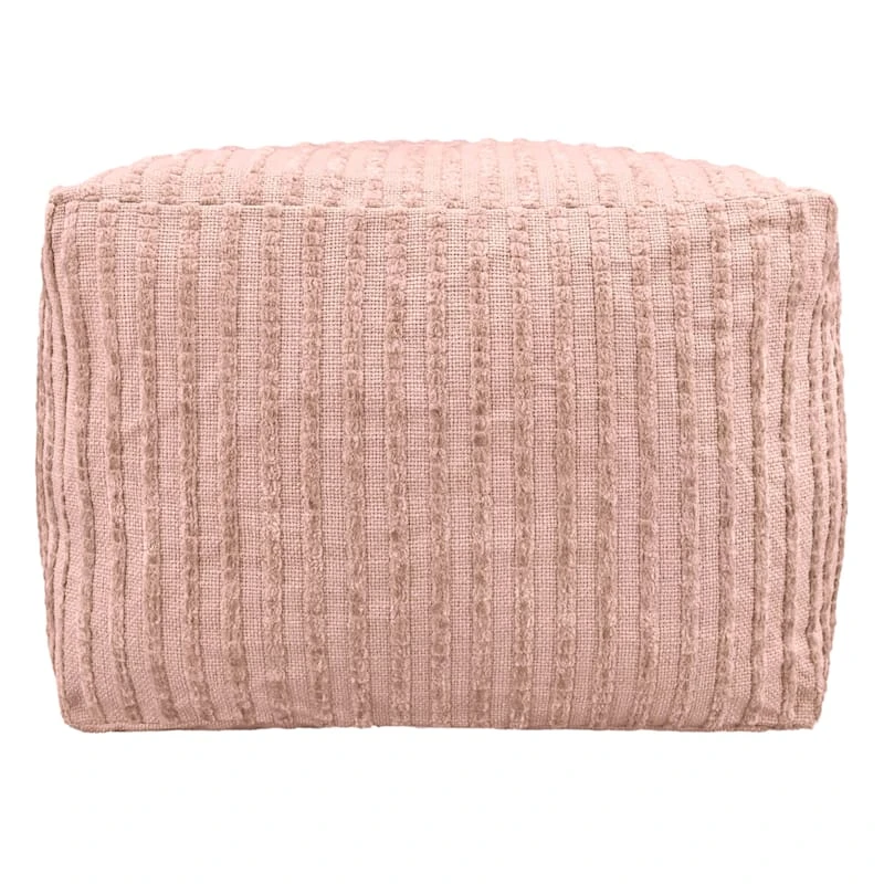 Bubble Dot Striped Pouf, Dusty Coral 3 Bubble Dot Striped Pouf, Dusty Coral