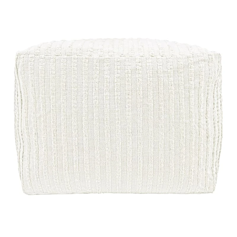 Bubble Dot Striped Pouf, Natural 3 Bubble Dot Striped Pouf, Natural