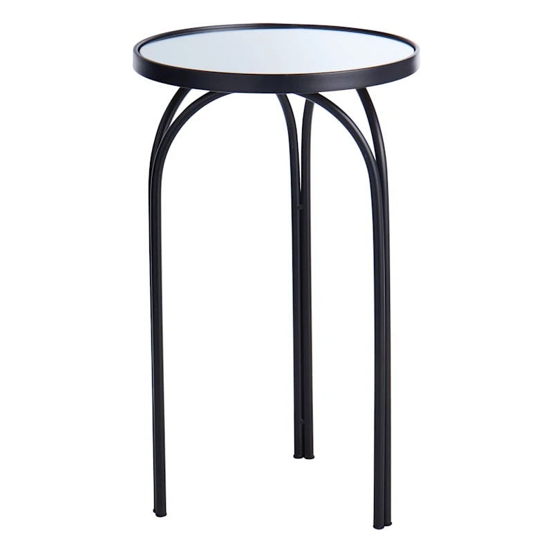 Colton Mirrored-Top Accent Table, Black 3 Colton Mirrored-Top Accent Table, Black
