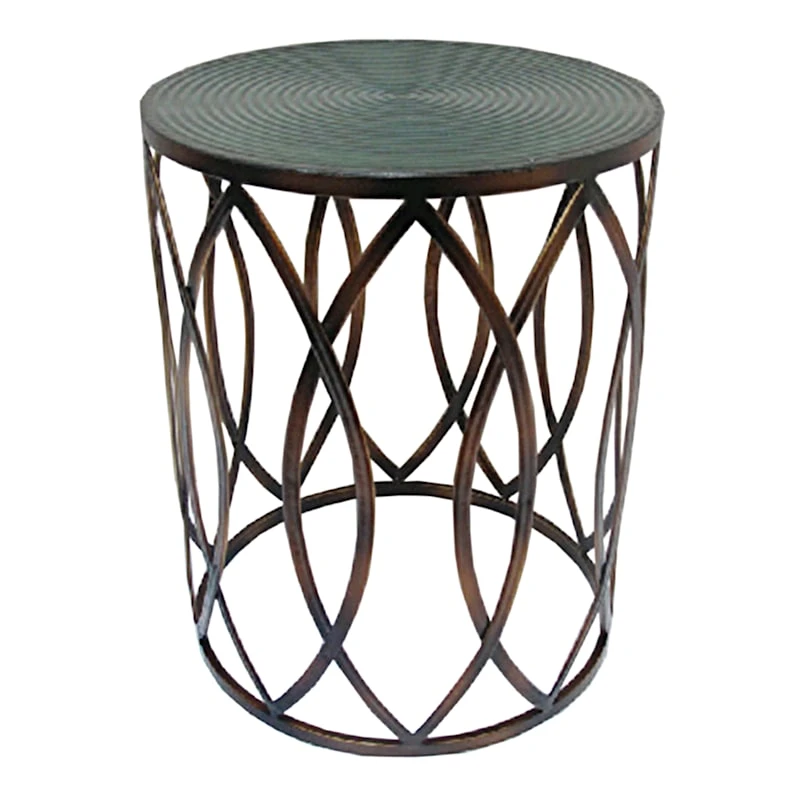 Copper Round Metal Side Table, Small 3 Copper Round Metal Side Table, Small