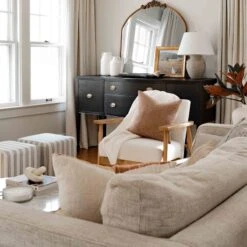 Cottage Thin Striped Ottoman -Accent Furniture Shop cottage thin striped ottoman 2