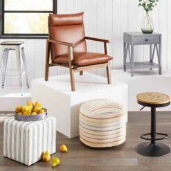 Cottage Thin Striped Ottoman -Accent Furniture Shop cottage thin striped ottoman 3