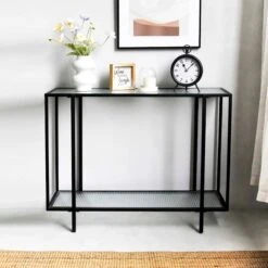 Crosby St Cooper Metal Console Table, Black 13 Crosby St Cooper Metal Console Table, Black -Accent Furniture Shop crosby st cooper metal console table black 5