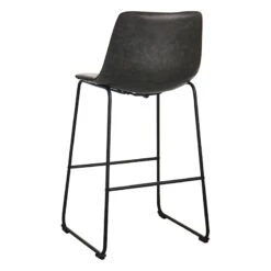 Crosby St Drake Modern Faux Leather Industrial Barstool, Dark Grey -Accent Furniture Shop crosby st drake modern faux leather industrial barstool dark grey 2