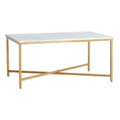 Crosby St Isabella Gold Coffee Table With Marble Top
