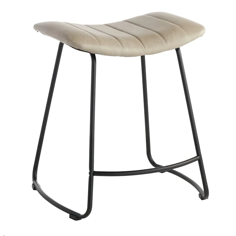 Crosby St Jude Grey Backless Counter Stool, 24" 3 Crosby St Jude Grey Backless Counter Stool, 24"