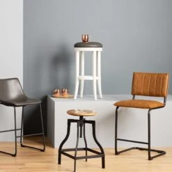 Crosby St Luka Faux Leather Counter Stool, Light Brown -Accent Furniture Shop crosby st luka faux leather counter stool light brown 5