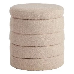 Crosby St Pax Taupe Boucle Storage Ottoman
