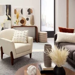 Crosby St Remi Cream Boucle Armchair -Accent Furniture Shop crosby st remi cream boucle armchair 3