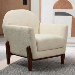 Crosby St Remi Cream Boucle Armchair -Accent Furniture Shop crosby st remi cream boucle armchair 4