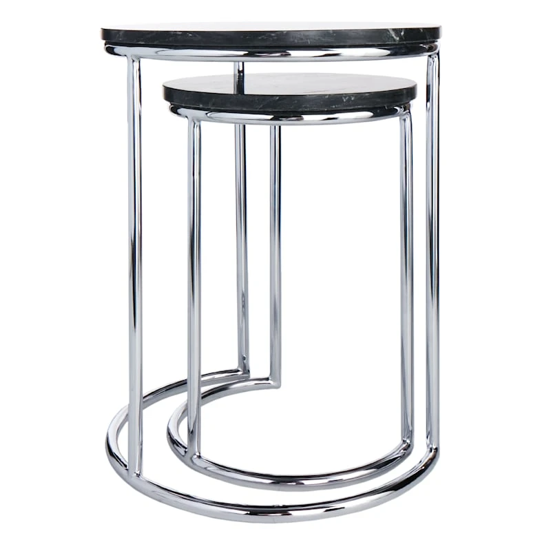 Crosby St Set Of 2 Essex Black Marble Nesting Tables 6 Crosby St Set Of 2 Essex Black Marble Nesting Tables - Image 4