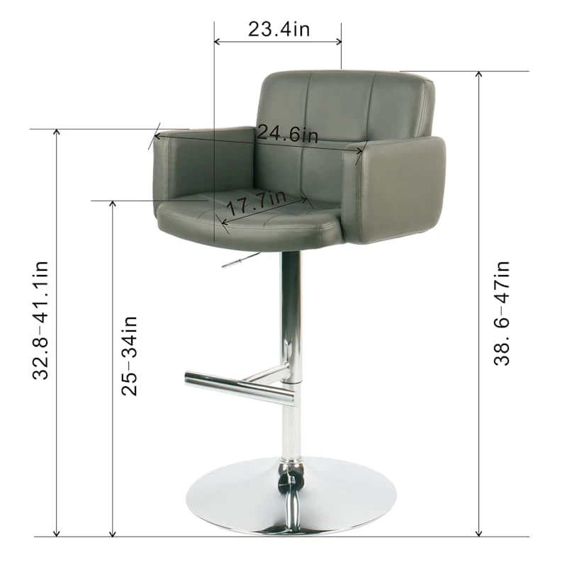 Crosby St Stout Adjustable Faux Leather Barstool, Grey 8 Crosby St Stout Adjustable Faux Leather Barstool, Grey - Image 6