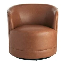 Crosby St Swivel Faux Leather Tub Chair -Accent Furniture Shop crosby st swivel faux leather tub chair 2