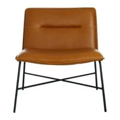 Crosby St Zoey Faux Leather Accent Chair, Camel -Accent Furniture Shop crosby st zoey faux leather accent chair camel 2