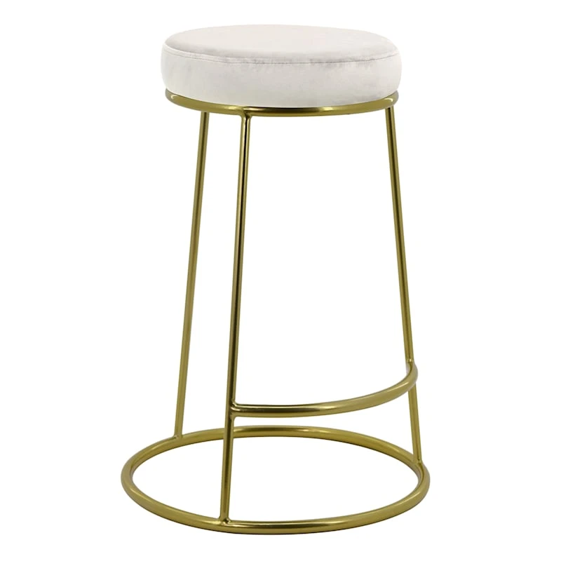 Deena White Velvet Counter Stool With Gold Base 3 Deena White Velvet Counter Stool With Gold Base