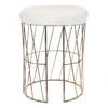Diago Metallic Blush Wire Vanity Stool/Padded White Faux Leather Seat 1 Diago Metallic Blush Wire Vanity Stool/Padded White Faux Leather Seat -Accent Furniture Shop diago metallic blush wire vanity stool padded white faux leather seat