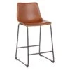 Drake Cognac Modern Industrial Faux Leather Barstool, 30" -Accent Furniture Shop drake cognac modern industrial faux leather barstool 30