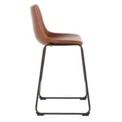 Drake Cognac Modern Industrial Faux Leather Barstool, 30" 11 Drake Cognac Modern Industrial Faux Leather Barstool, 30" -Accent Furniture Shop drake cognac modern industrial faux leather barstool 30 2