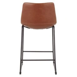 Drake Cognac Modern Industrial Faux Leather Barstool, 30" 14 Drake Cognac Modern Industrial Faux Leather Barstool, 30" -Accent Furniture Shop drake cognac modern industrial faux leather barstool 30 5