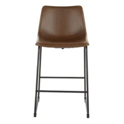Drake Espresso Faux Leather Modern Industrial Barstool, 30" -Accent Furniture Shop drake espresso faux leather modern industrial barstool 30 1