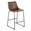 Drake Espresso Faux Leather Modern Industrial Barstool, 30" -Accent Furniture Shop drake espresso faux leather modern industrial barstool 30