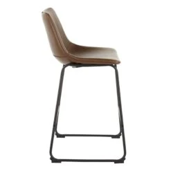 Drake Espresso Faux Leather Modern Industrial Barstool, 30" -Accent Furniture Shop drake espresso faux leather modern industrial barstool 30 2