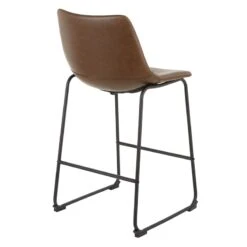 Drake Espresso Faux Leather Modern Industrial Barstool, 30" -Accent Furniture Shop drake espresso faux leather modern industrial barstool 30 3