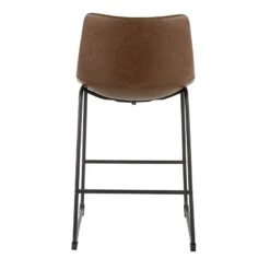 Drake Espresso Faux Leather Modern Industrial Barstool, 30" -Accent Furniture Shop drake espresso faux leather modern industrial barstool 30 5