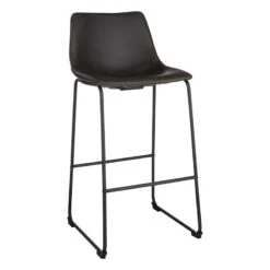 Drake Grey Faux Leather Modern Industrial Barstool, 30"
