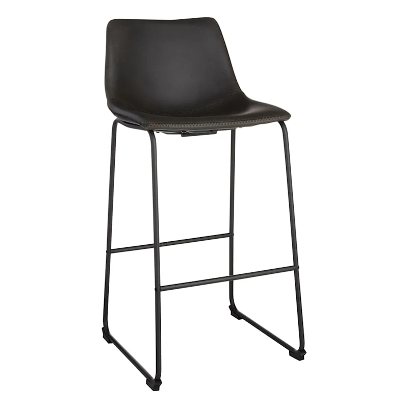 Drake Grey Faux Leather Modern Industrial Barstool, 30" 3 Drake Grey Faux Leather Modern Industrial Barstool, 30"